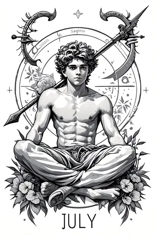 Sagittarius Zodiac Sign With July Month Birth Boy Sitting