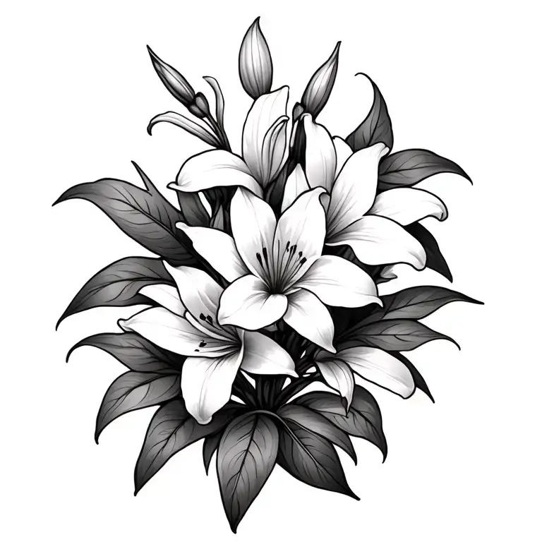 Easter Lillies And Leaves Intertwined