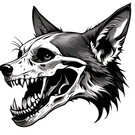 Jackal And Biting Skull