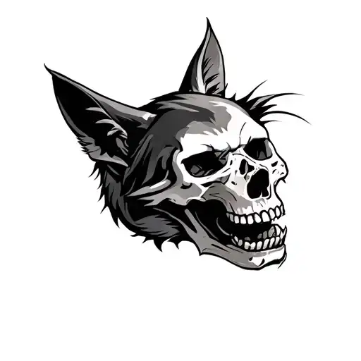 Jackal Biting A Skull