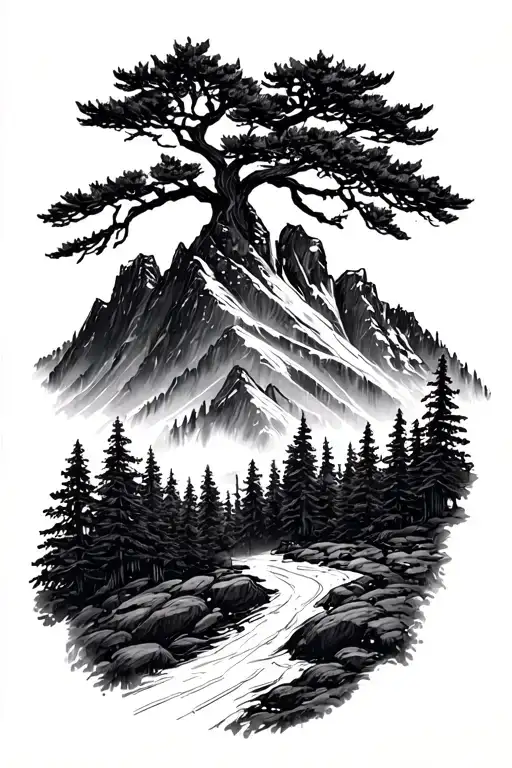 Mountain With Tree On Top