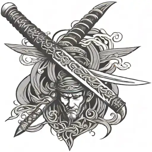 Samurai Sword For Neck Tatoo