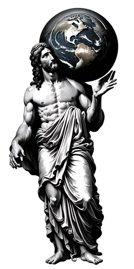 Christ Supporting Atlas Holding The Earth Globe