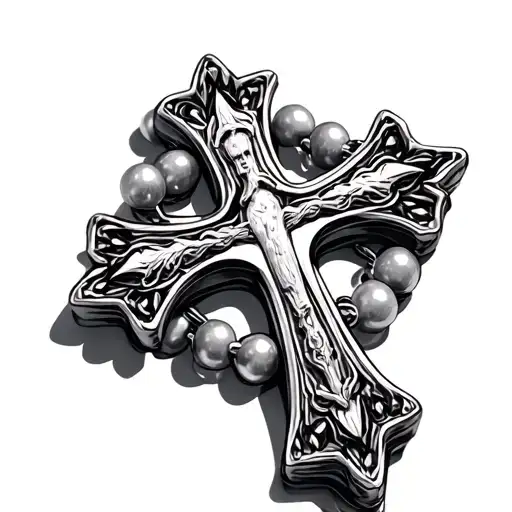 A Small Cross Rosary With The Letter C On It