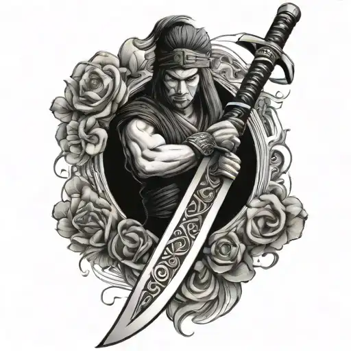 Katana Tattoo On Forearm