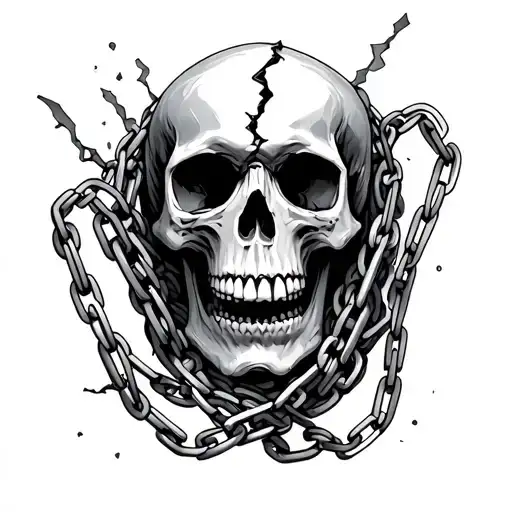 Broken Skull Wrapped In Broken Chain