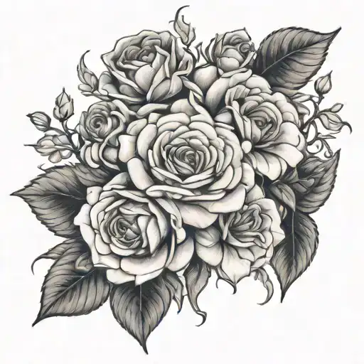 Honeysuckle's With Rose And Marigolds Growing