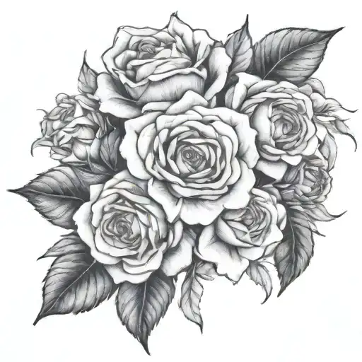 Honeysuckle's With Rose And Marigolds Growing