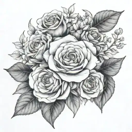 Honeysuckle's With Rose And Marigolds Growing