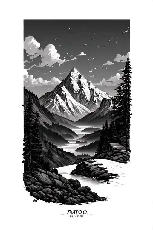 Neo Traditional Mountain Landscape