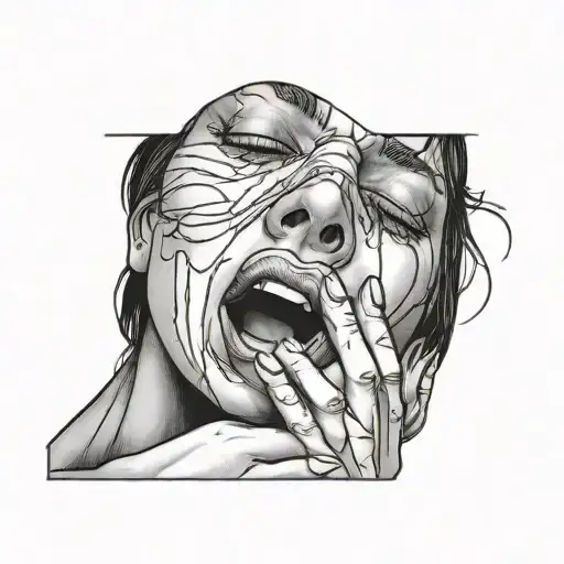 Crying Woman Trying To Hide Her Pain