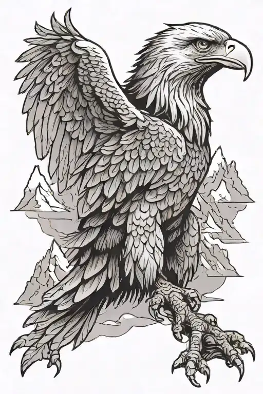 Eagle With Mountains Between Its Wings