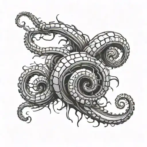 Cyberpunk Style Worm Tentacle Sketch On White Background Pencil Sketch