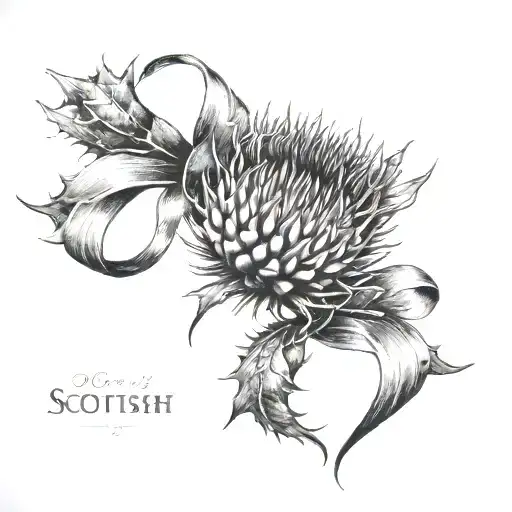 Scottish Thistle With Ribbon Wrapped Saying Via Veritas Vita
