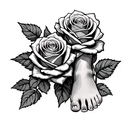 Black Came And Roses With Cemented To The Feet With Grilhoes