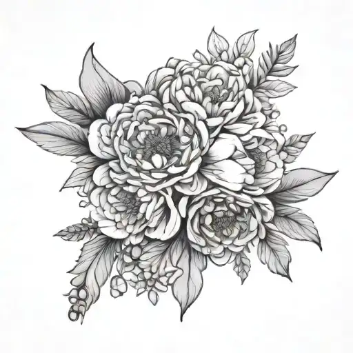 Cuff Wrist Flowers Peony Violet Aster Narcissus Black And White