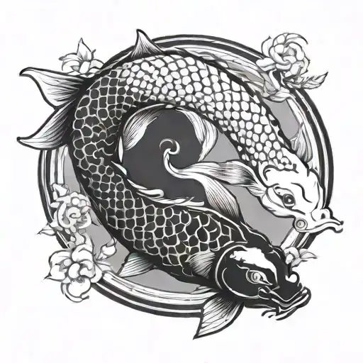 Black And White Koi Fish Yin Yang
