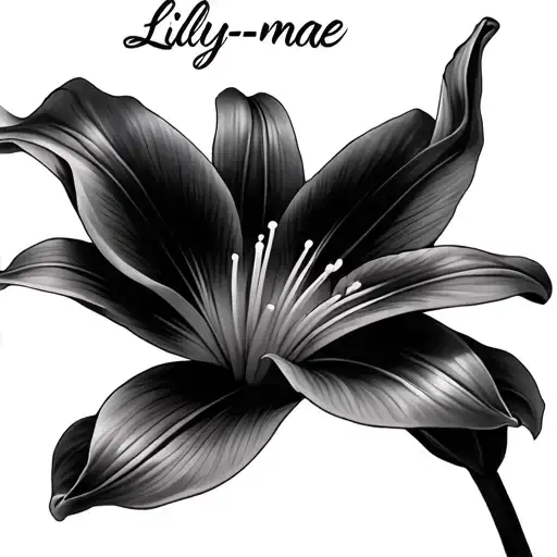 Lily Flower With Stem Name Written Lily-mae