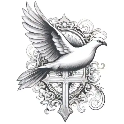 Dove And Cross Surrounded