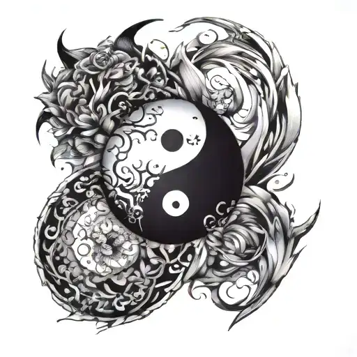 Ying And Yang Fully Black Colored Ink