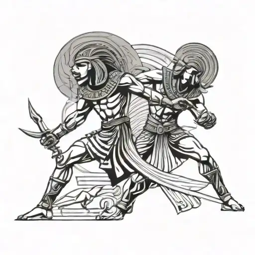 Ancient Egyptian Warrior Battling