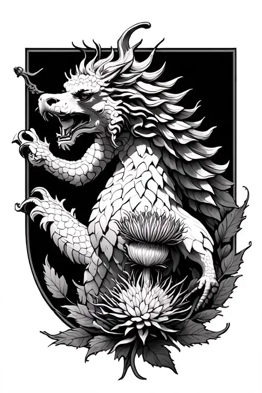 Merlion And Scottish Thistle