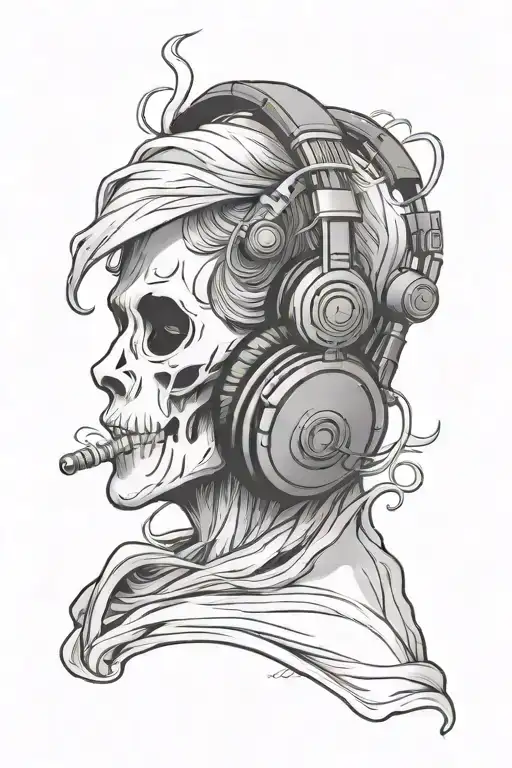 Sheet Ghost Wearing Headphones Listening To Music