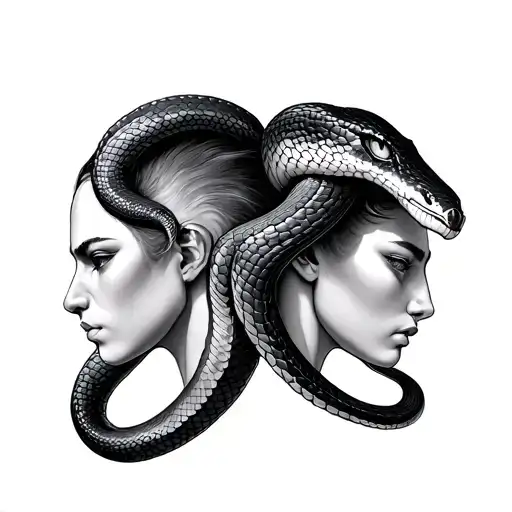 Snake 2 Head Present Two Faces Of Human