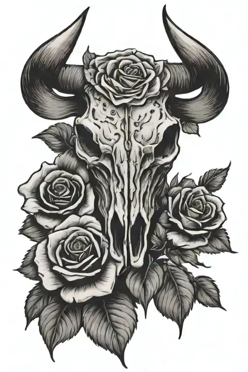 Bull Skull And Roses
