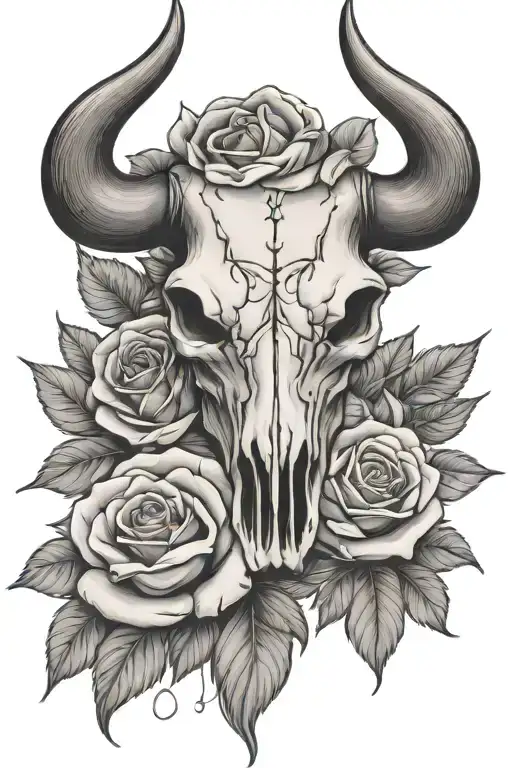 Bull Skull And Roses