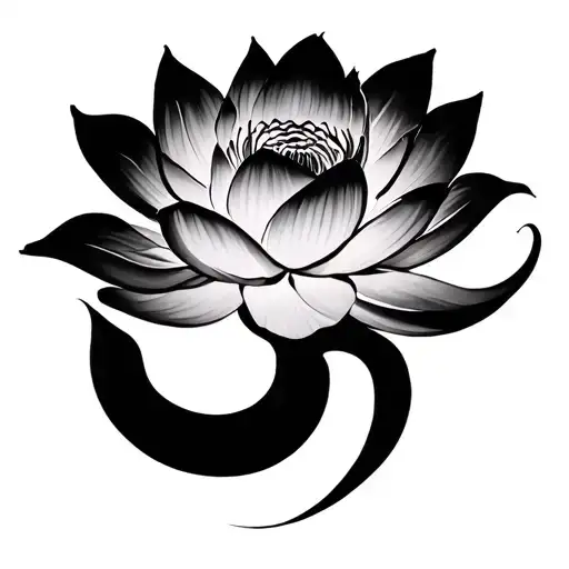 Om With Lotus Flower