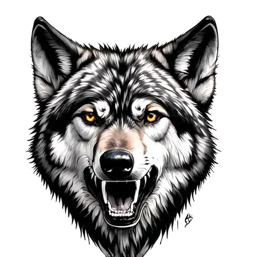 Realistic Wolf Growling Cuts On Eye