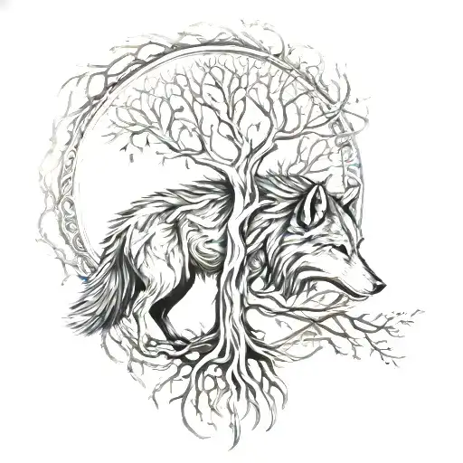 Gray Wolf Tree Of Life Kam Drum