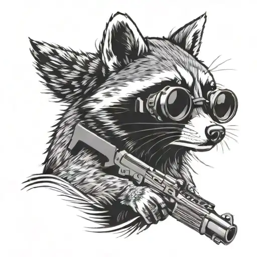 Raccoon With Gun