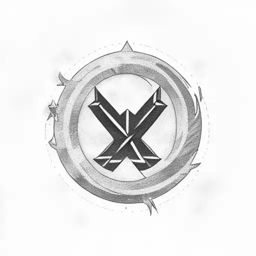 A Black-grey Tattoo Of A Communist Symbol Embedded In A Moonlit Ocean Landscape