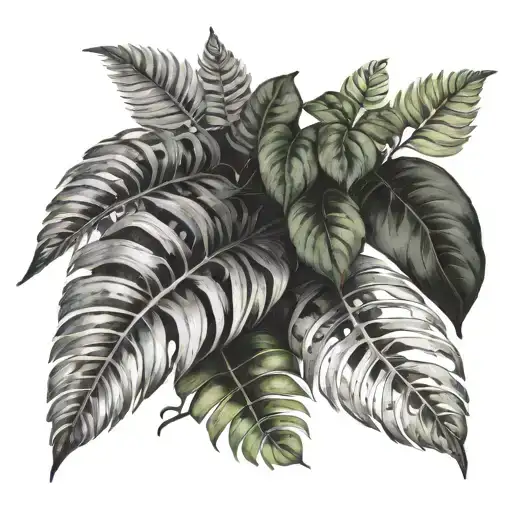 1 Fern Leaf And Pothos Vines