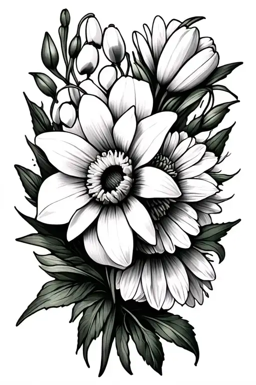 Lily Of The Valley Daffodil Snowdrop Aster Chrysanthemum Forearm