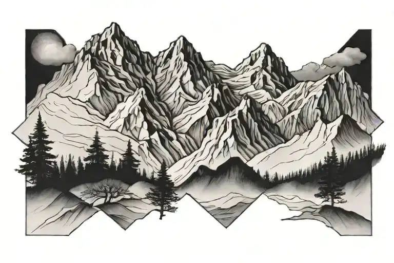 Realistic Mountain Range In A Rectangle