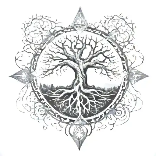 Yggdrasil With Compass Design