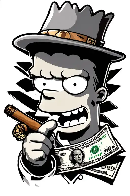 Bart Simson With Cigar And Money
