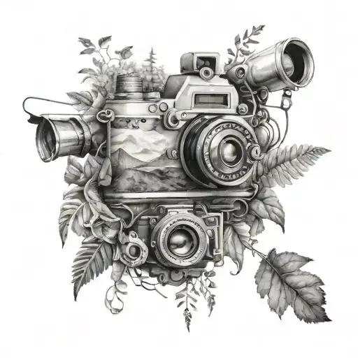 Collage Of Various Nature Scenes Intertwined With Camera Gear