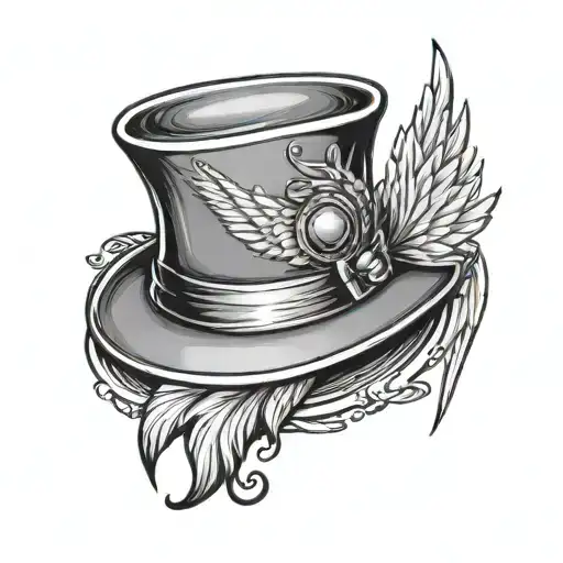 Angel Wings Fedora Hat Basic Tattoo Design