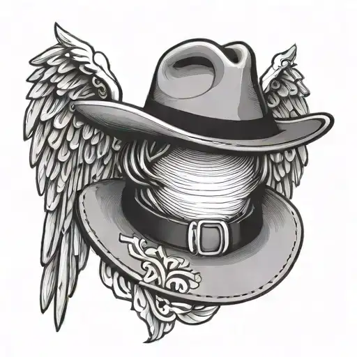 Angel Wings Fedora Hat Outline Only