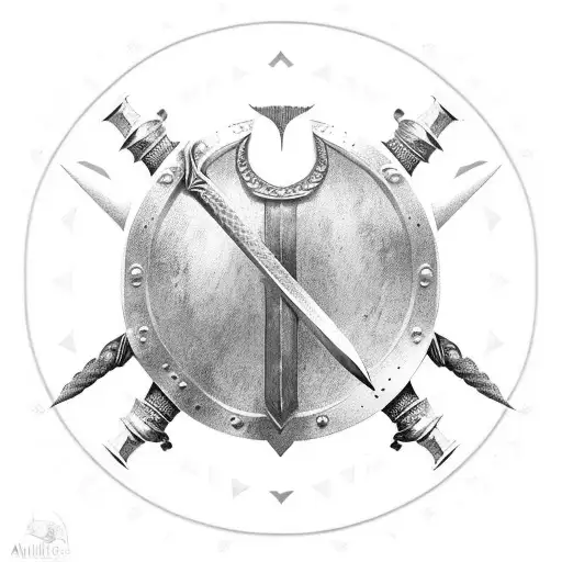 Viking Shield With Sword And Crown