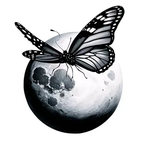 Butterfly And Moon And Sphere