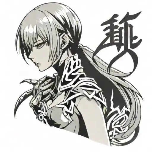 Anime Ayanami Rei In Neotribal With Lettering Is Gloomy