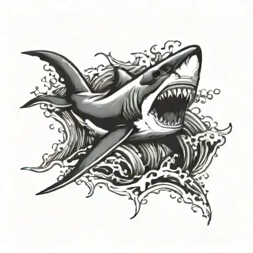 Shark Breaching Ocean Surface