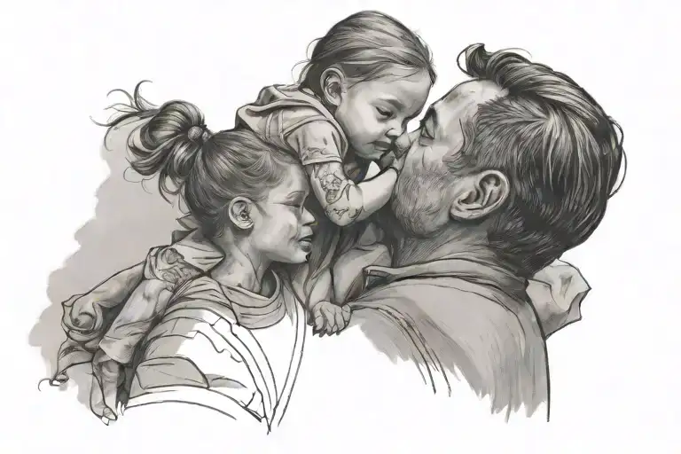 Dad With Daughter On His Shoulders