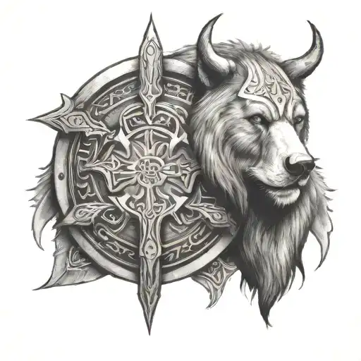 Viking Shield And Bear