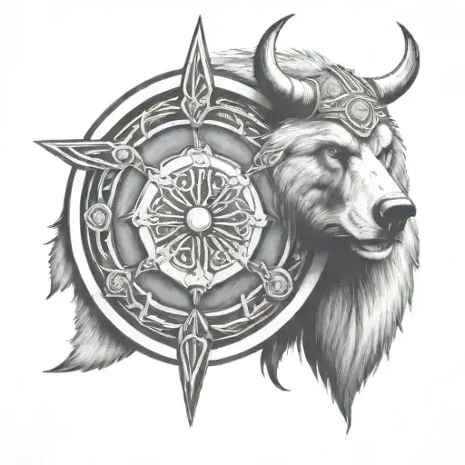 Viking Shield And Bear